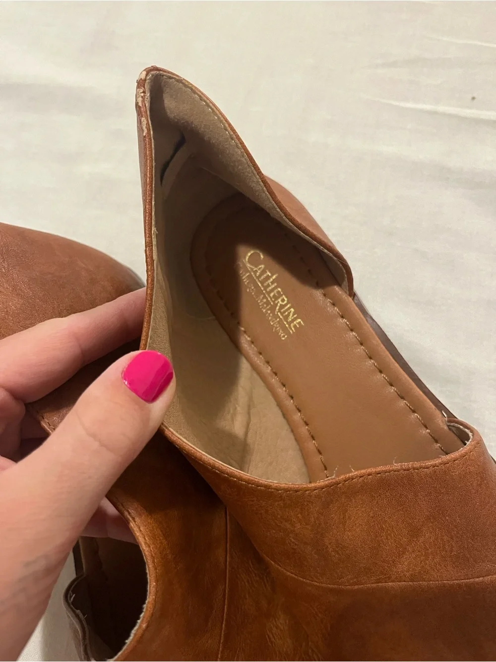 Catherine Malandrino Tan Brown Open-Toe D'Orsay Flats - Picture 2 of 3